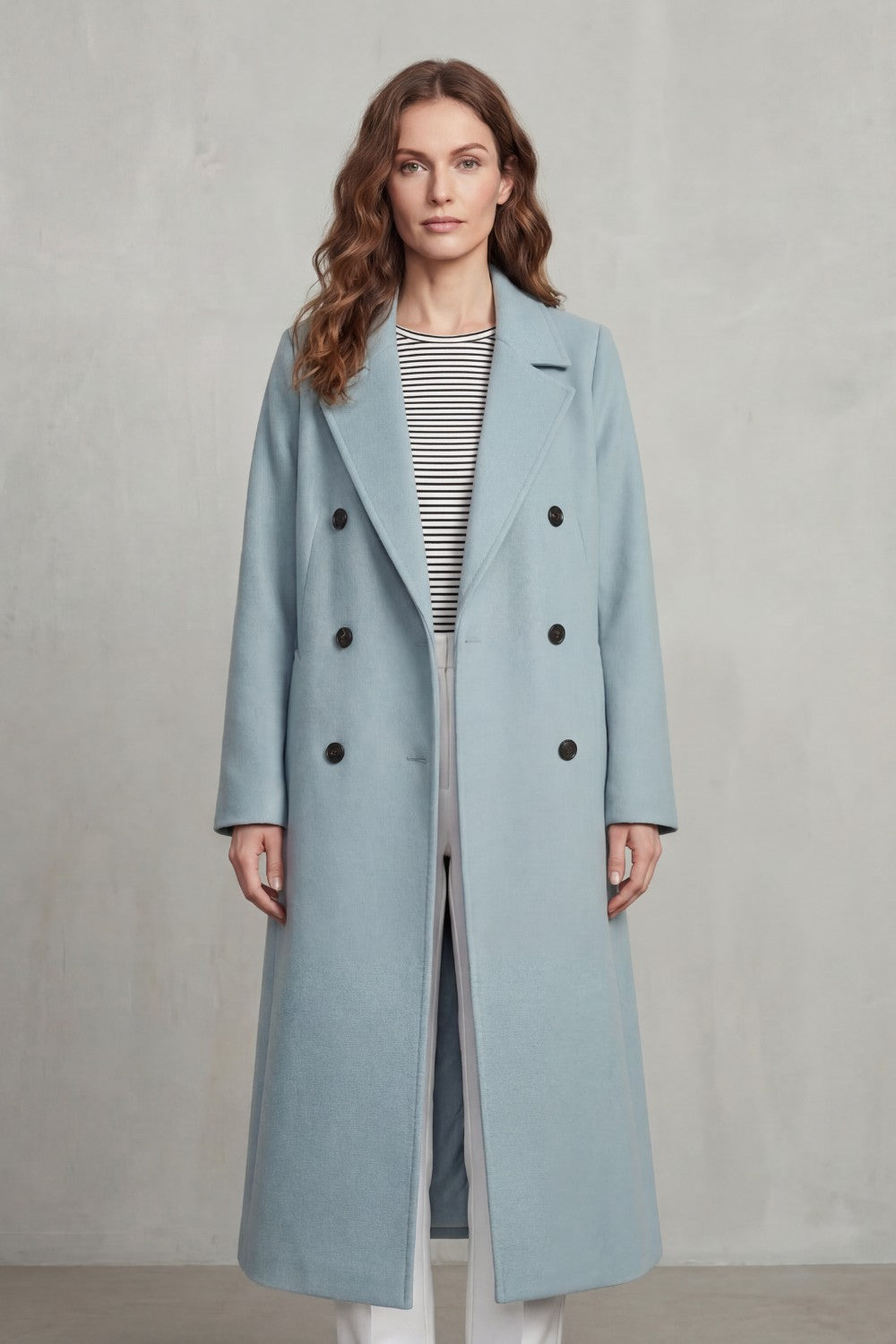 Women's Double-Breasted Belted Coat in Wool Blend