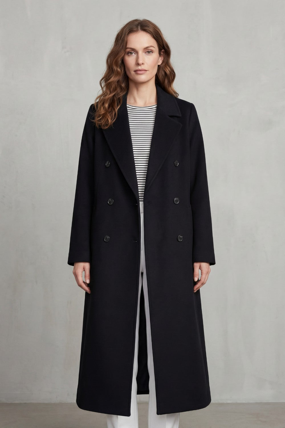 Women's Double-Breasted Belted Coat in Wool Blend