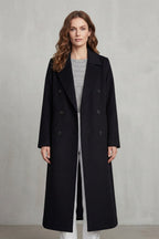 Women's Double-Breasted Belted Coat in Wool Blend