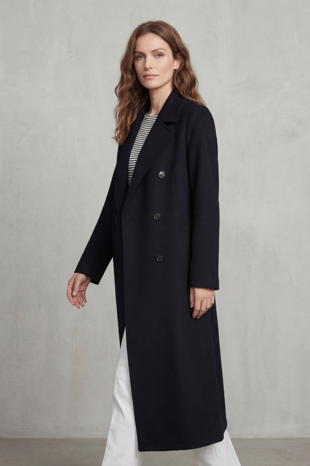 Women's Double-Breasted Belted Coat in Wool Blend