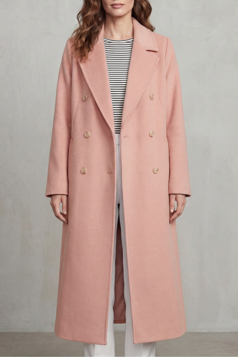 Women's Double-Breasted Belted Coat in Wool Blend