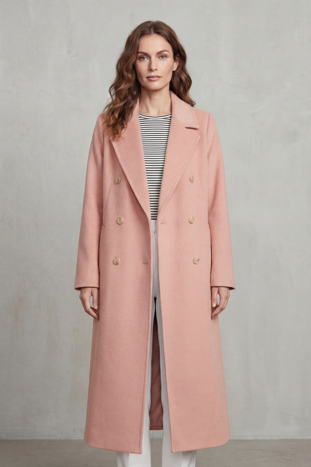 Women's Double-Breasted Belted Coat in Wool Blend