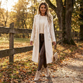 Women's Double-Breasted Midi Overcoat with Lapels