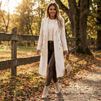 Women's Double-Breasted Midi Overcoat with Lapels