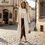 Women's Double-Breasted Midi Overcoat with Lapels