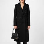 Women's Double-Breasted Midi Overcoat with Lapels