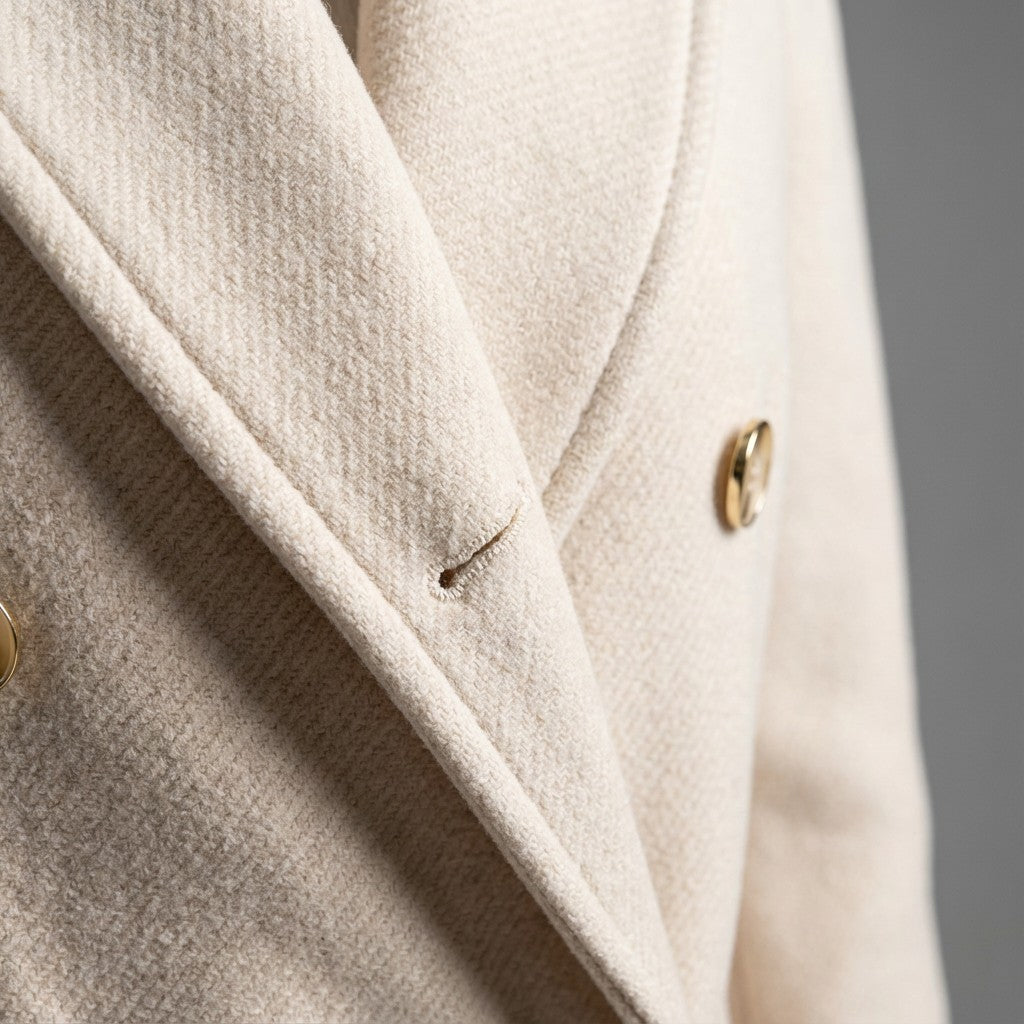 Women's Double-Breasted Midi Overcoat with Lapels