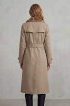 Women's Double-Breasted Trench Coat with Faux Fur Lining