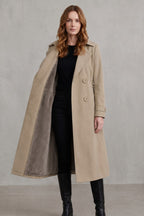 Women's Double-Breasted Trench Coat with Faux Fur Lining