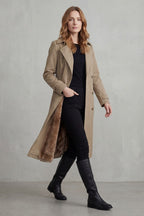 Women's Double-Breasted Trench Coat with Faux Fur Lining
