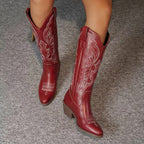 Women's Embroidered Block Heel Cowgirl Knee High Boots