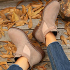 Women's Faux Suede Block Heel Ankle Boots with Buckle
