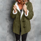 Women's Faux Suede Shearling Jacket with Hood