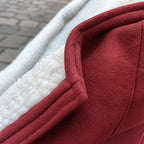 Women's Faux Suede Shearling Jacket with Hood
