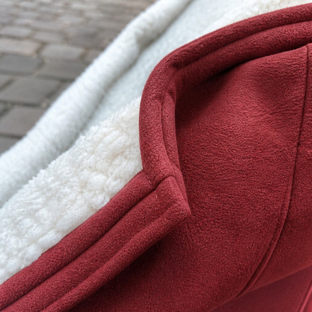 Women's Faux Suede Shearling Jacket with Hood