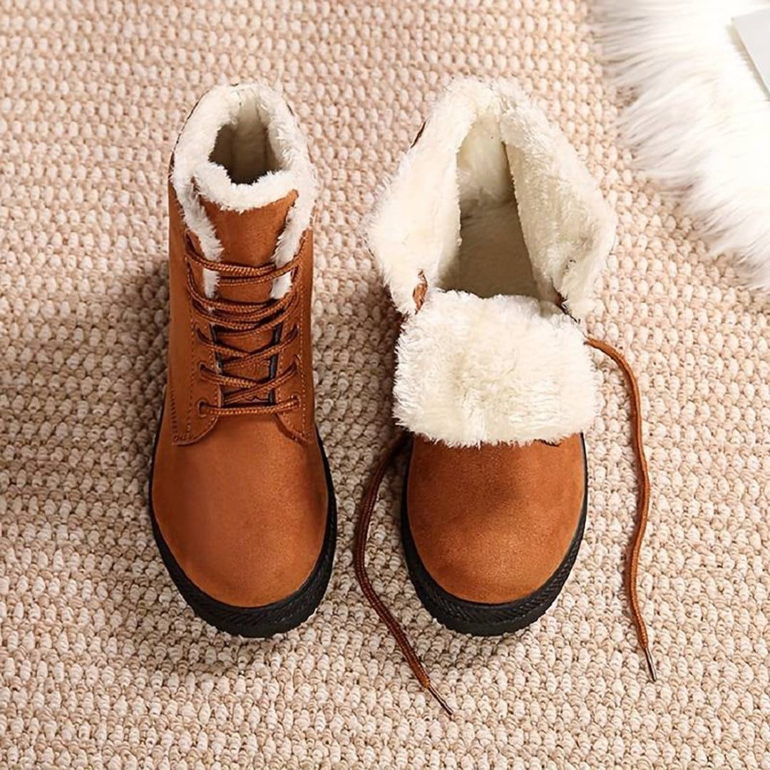 Women's Fleece-Lined Lace-Up Ankle Boots