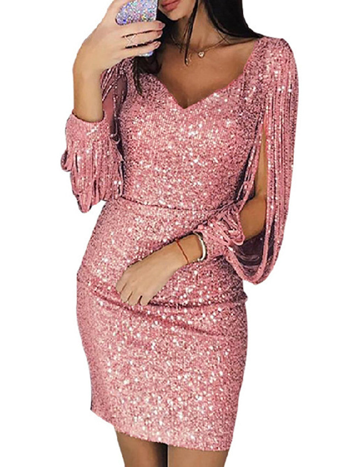 Women's Fringe Bodycon Sequin Dress