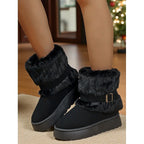 Women's Fur-Trimmed Snow Boots with Plush Lining