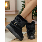 Women's Fur-Trimmed Snow Boots with Plush Lining