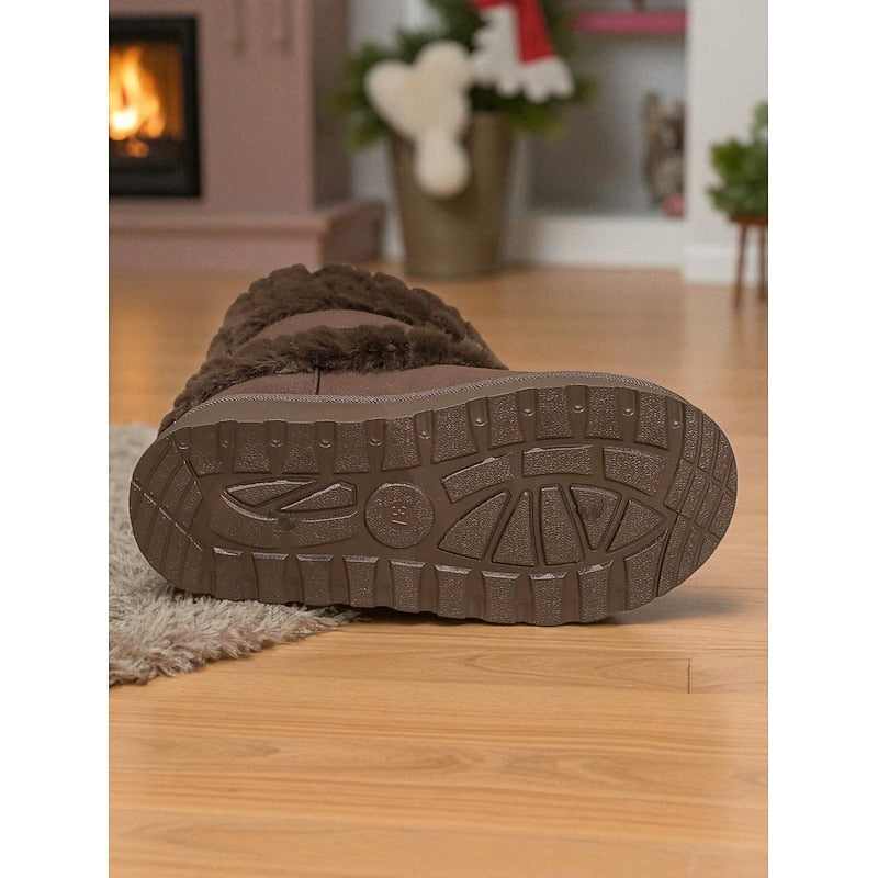 Women's Fur-Trimmed Snow Boots with Plush Lining