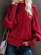 Women's Half-Collar Cable Knit Jumper