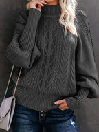 Women's Half-Collar Cable Knit Jumper