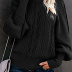 Women's Half-Collar Cable Knit Jumper