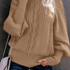 Women's Half-Collar Cable Knit Jumper