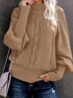 Women's Half-Collar Cable Knit Jumper