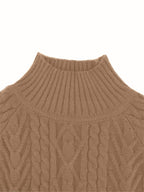 Women's Half-Collar Cable Knit Jumper