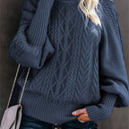 Women's Half-Collar Cable Knit Jumper