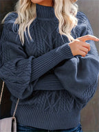 Women's Half-Collar Cable Knit Jumper