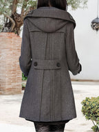 Women's Hooded Double-Breasted Mid-Length Overcoat