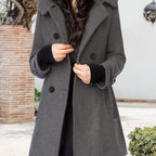 Women's Hooded Double-Breasted Mid-Length Overcoat