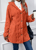 Women's Hooded Teddy Jacket with Gold Buttons