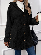 Women's Hooded Teddy Jacket with Gold Buttons
