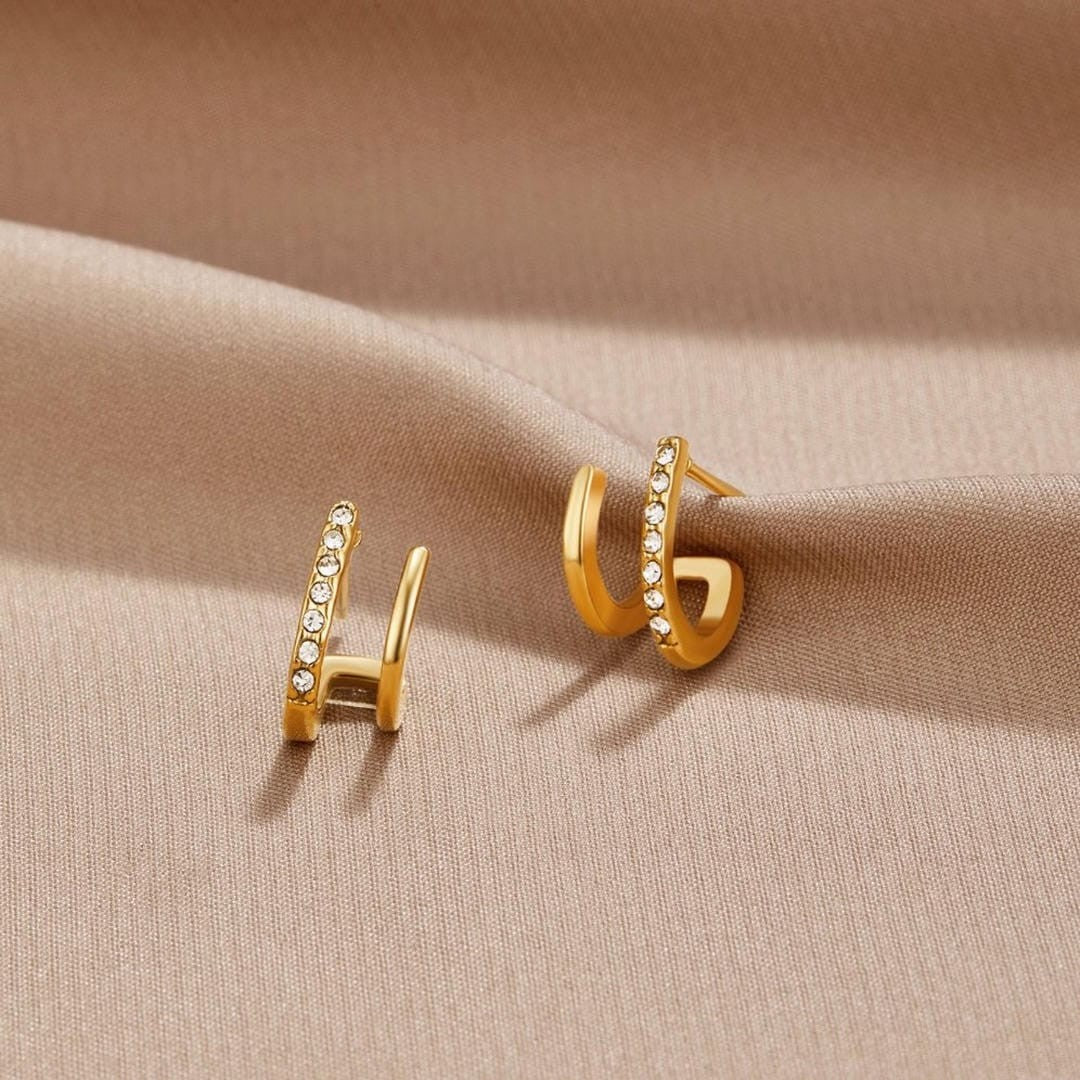 Women's Jewellery Gold Crystal Claw Stud Earrings