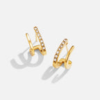 Women's Jewellery Gold Crystal Claw Stud Earrings