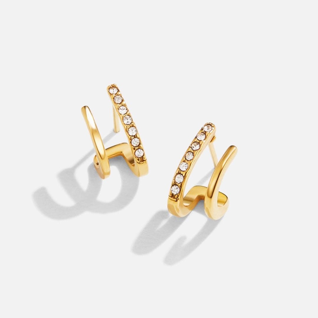 Women's Jewellery Gold Crystal Claw Stud Earrings