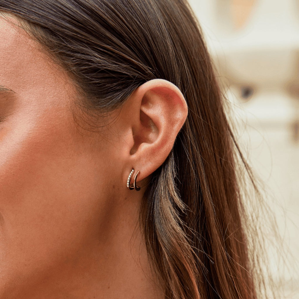 Women's Jewellery Gold Crystal Claw Stud Earrings