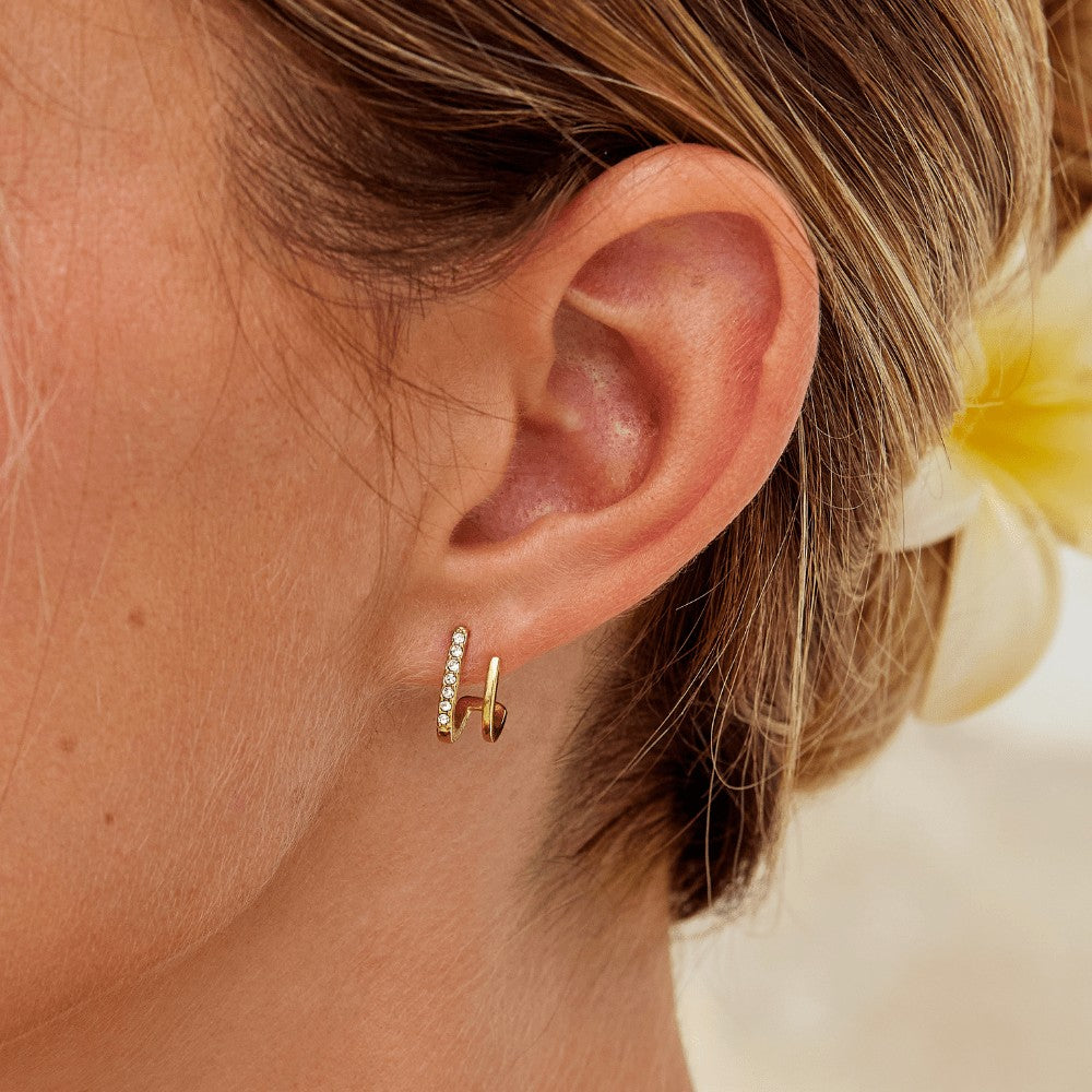 Women's Jewellery Gold Crystal Claw Stud Earrings