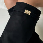 Women's Knee High Boots with Fold-Over Cuff and Block Heel