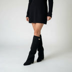 Women's Knee High Boots with Fold-Over Cuff and Block Heel