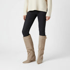 Women's Knee High Boots with Fold-Over Cuff and Block Heel
