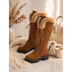 Women's Lace-Up Knee High Platform Winter Boots