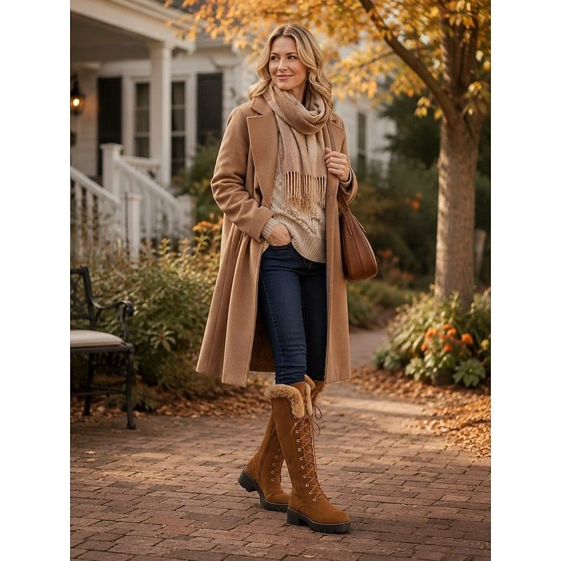 Women's Lace-Up Knee High Platform Winter Boots