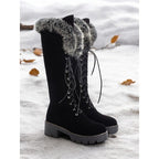 Women's Lace-Up Knee High Platform Winter Boots