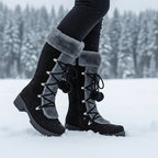 Women's Lace-Up Winter Boots with Fur-Trimmed Cuff