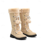 Women's Lace-Up Winter Boots with Fur-Trimmed Cuff