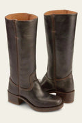 Women's Leather Block Heel Knee High Boots